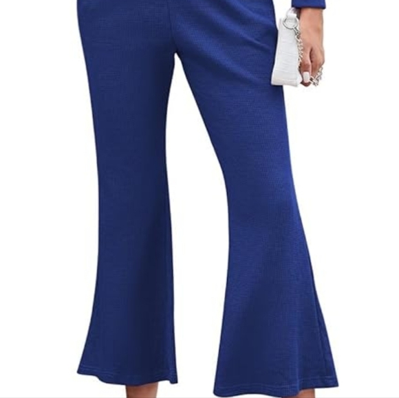 Fixmatti Women 2 Piece Outfits 1/4 Zipper Hoodie Crop Top Matching Flared Pants - Picture 6 of 8